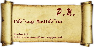 Pécsy Madléna névjegykártya